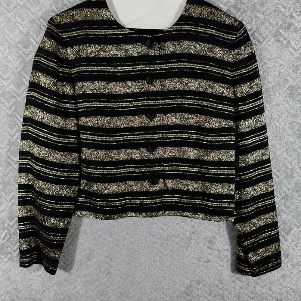 Talbots Vintage 90s Metallic‎ Gold & Black Jacket Size 12 Evening Wedding Formal